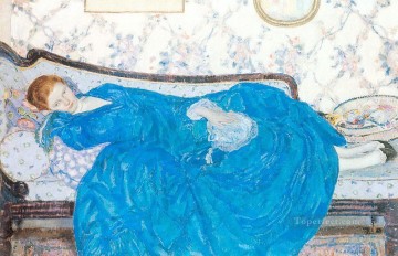 フレデリック・カール・フリーセケ Painting - 青いガウン 印象派の女性 フレデリック・カール・フリーセケ